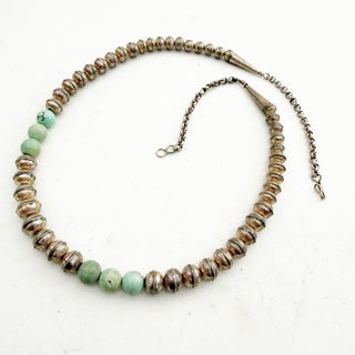 Where the Thunderbird Landed - Vintage Navajo Pearl Necklace with Dry Creek Turquoise