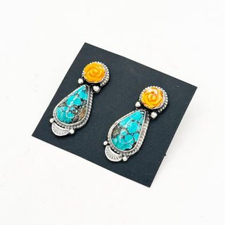Sheila Tso Hubei and Orange Spiny Earrings