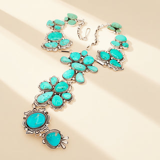 Turquoise necklace on a beige background