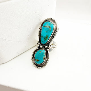 Twin Blue Vintage Blue Gem Turquoise Ring