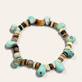 Multicolored beaded bracelet on a white background