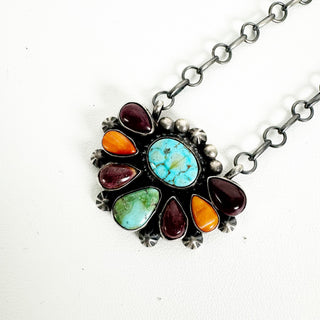 Rainbow Half Cluster Necklace