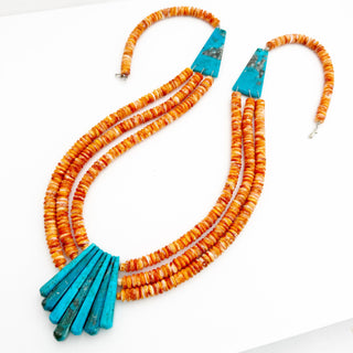 Lupe Lovato Orange Spiny and Kingman Necklace