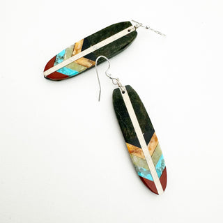 Ruby Coriz Inlay Feather Earrings