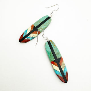 Ruby Coriz Inlay Feather Earrings