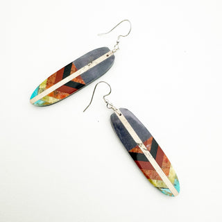 Ruby Coriz Inlay Feather Earrings