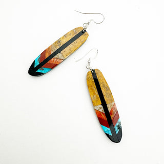 Ruby Coriz Inlay Feather Earrings