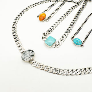 Curb Chain Gemstone Necklaces