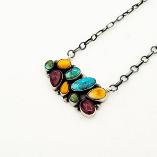 Rainbow Mosaic Bar Necklace