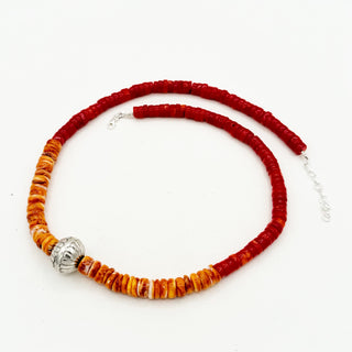 Fall Vibes Crystal Hailey Pearl, Orange Spiny, and Mediterranean Coral Necklace