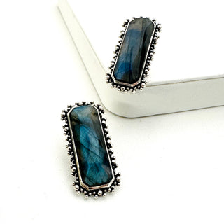 Brilliant Baguettes Studs - Labradorite