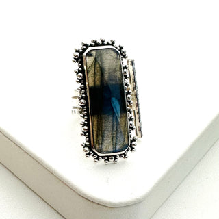 Brilliant Baguettes Lustrous Rings- Labradorite