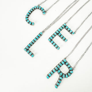 ROUND 2 PREORDER Hespera Kingman Turquoise Letter Necklace