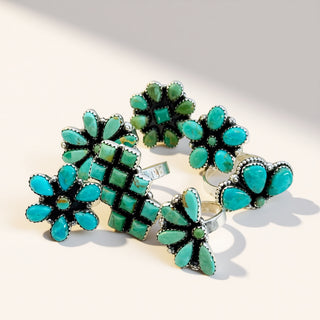 Turquoise jewelry set on a white background